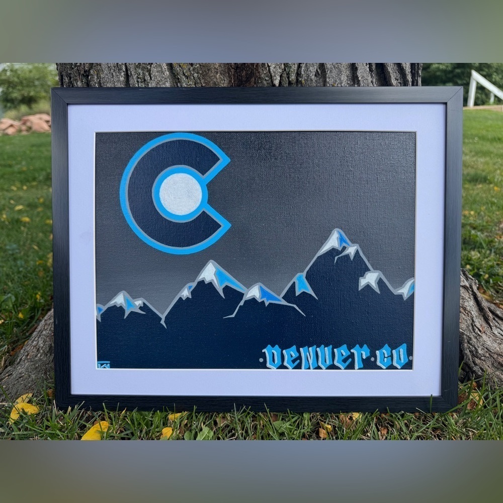 Original Art by Colorado Artist Acrylic Paint on Framed Canvas 9 X 12